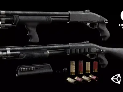 Remington 870 shotgun Low-poly 3D model