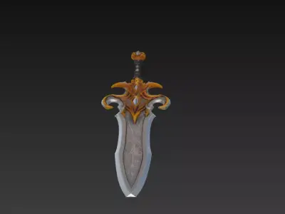 Jewel Encrusted Fantasy Sword - Low Poly Stylized 3D Weapon Low-poly 3D model
