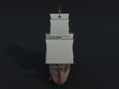 Cartoon medieval ship 2 Polygonal Style Low-poly 3D model