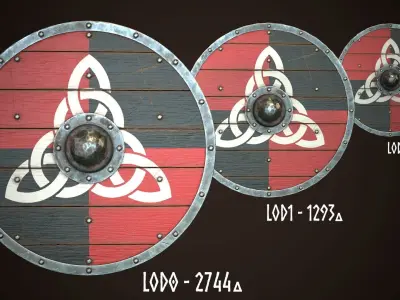Viking Shield 14 Low-poly 3D model
