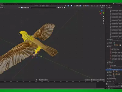 Asian Golden Weaver Bird Low-poly 3D model