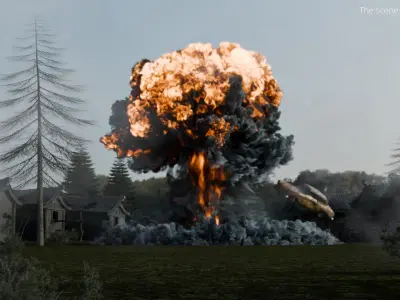Massive Fire Explosion Effect VDB For Blender 3D model