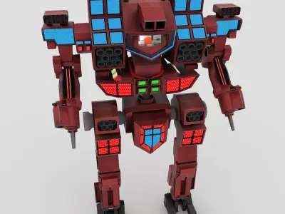Sci fi Transformer Robot Low-poly 3D model