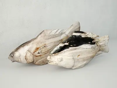 Hand Carved Petrified Wood Koi Fish 2 3D model