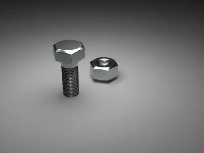 Hex Bolt and Nut 3D model