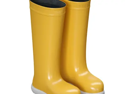 Yellow rubber boots 3D model