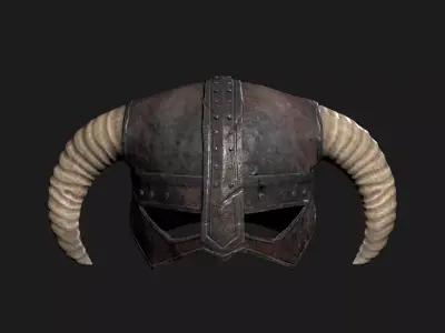 Skyrim Helmet PBR game asset 4K maps Free low-poly 3D model