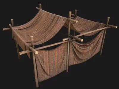 Arab Trading Tent Stalls Low-poly 3D model
