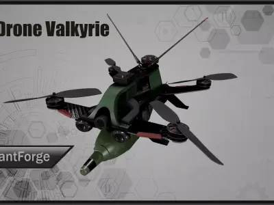 FPV Drone Valkyrie - Military UAV 4K PBR Game Ready 3D model