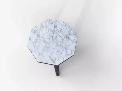 Marble Top Wooden Stool 3D Model Small Furniture Asse Low-poly 3D model