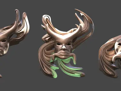 Snow white liquid mask 3 designs 3D model