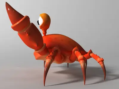 Cartoon Crab RIGGED and ANIMATED Low-poly 3D model
