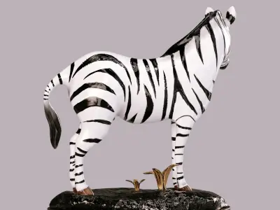 decorative zebra figurine Low-poly 3D model