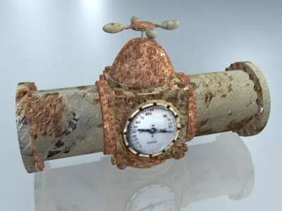 Rusted Pipe with Meter 3D model