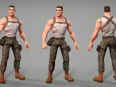 Cartoon male character Soldier Stan  Low-poly 3D model
