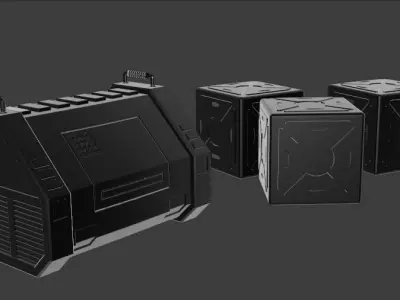 Scifi containers 3D model