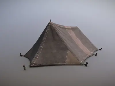 Military Tent WWII TwoSleeping close vr3 Low-poly 3D model