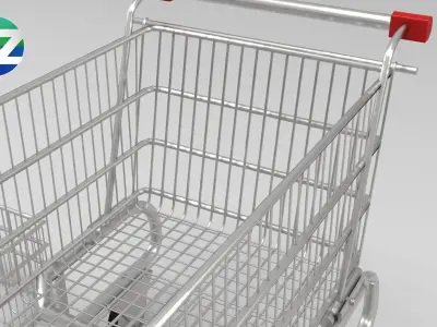 Panier a roulettes Low-poly 3D model