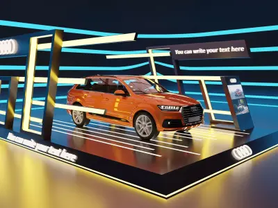 Audi Car Exposition - Showroom Render Scene 3D Model Low-poly 3D model