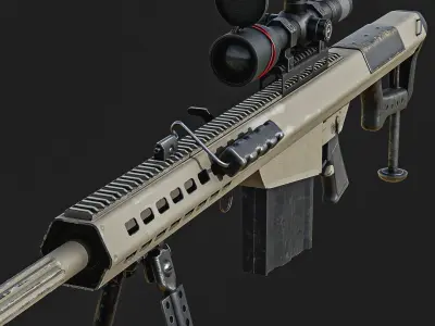 Barrett 50 Cal Sniper Rifle    Low-poly 3D model