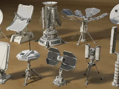 Antenas Collection - 10 pieces Low-poly 3D model