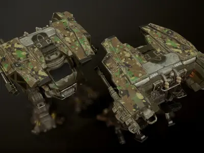 Rigged Battle Mech PBR Game Ready Low Poly Free low-poly 3D model