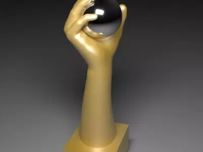 statue hand with cristal ball lowpoly Free 3D model