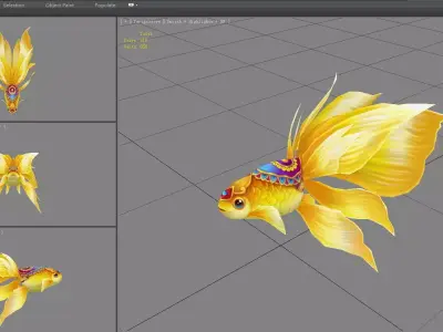 Cartoon goldfish mount Low-poly 3D model