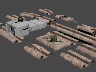 ww2 trench and bunker pack 3D model