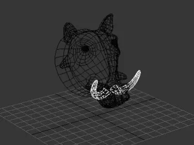 model-african-boar-head-3ds-max Low-poly 3D model