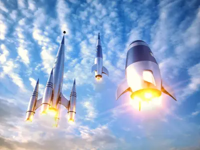 3 Retro Futuristic Spaceships 3D model