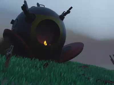 crashed spaceship 3D model