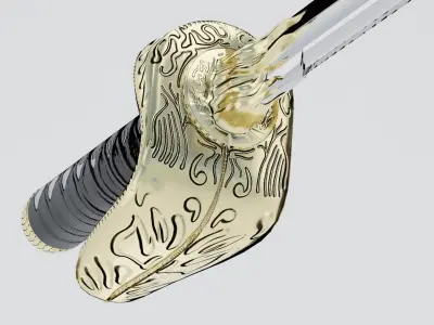 Gold Saber - Katana Free low-poly 3D model