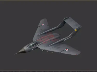 Sea Vixen FAW 1 Fighter Hand painted game model Low-poly 3D model