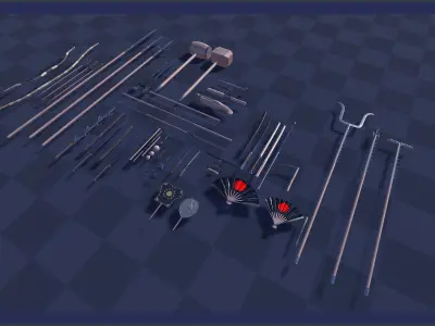 Japanese Weapon Collection 2 Low-poly 3D model