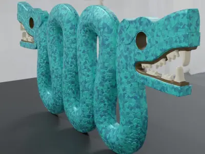 Double-headed serpent Aztec sculpture 3d printable Low-poly 3D model