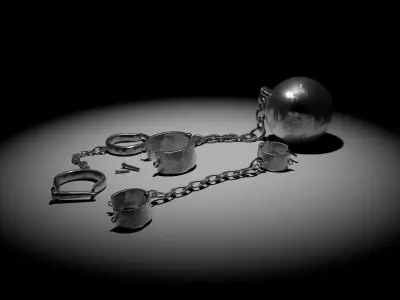 Shackles chained ball and cuffs 3D model