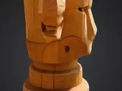 Wooden Bull Totem Low-poly 3D model