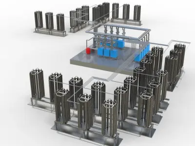 Industrial boiler room 3D model