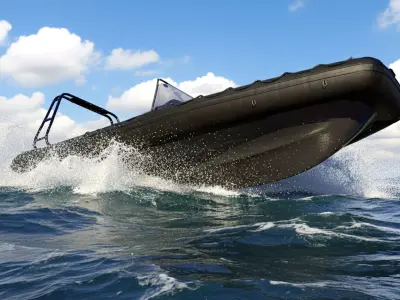 Black Military Rigid Inflatable Boat RIB 3D model