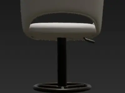 Contemporary Bar Stool Black Metal Base White Cushion 3D Model Free 3D model