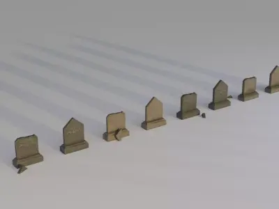Hand Sculpted cemetery gravestones part 12 Low-poly 3D model
