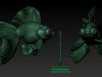 GoldFish four statues Free 3D print model