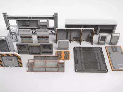 sci-fi Architecture kitbash 9 3D model