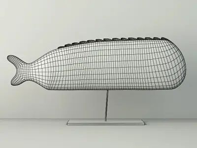 Antique Hand Carved Wooden Fish Sculpture 3D model