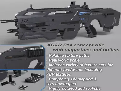  Futuristic Assault Rifle XCAR S14 3D model