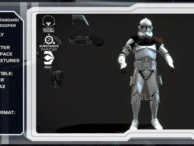 Clear standard clone trooper pack Low-poly 3D model