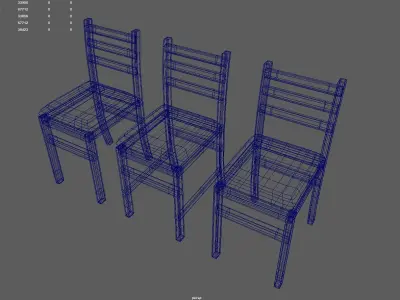 Wooden Chair Set 3D model