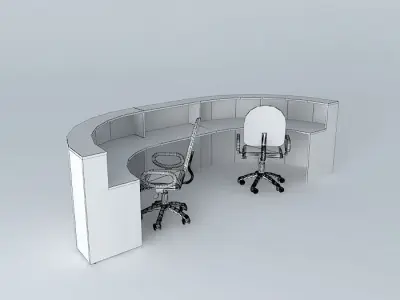 Curved counter 180  Elongated for 2 seats Free 3D model