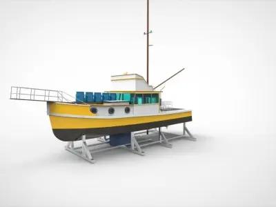 docking fishing ship 2 3D model